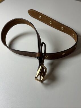 Coach Brown 29” Genuine Leather Belt with Gold-Tone Buckle